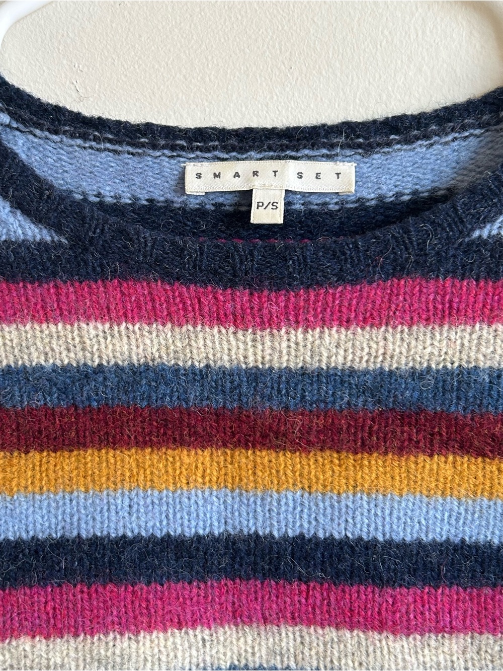 Smart Set Wool Striped Multicolor Knit Crewneck Sweater - Picture 3 of 6